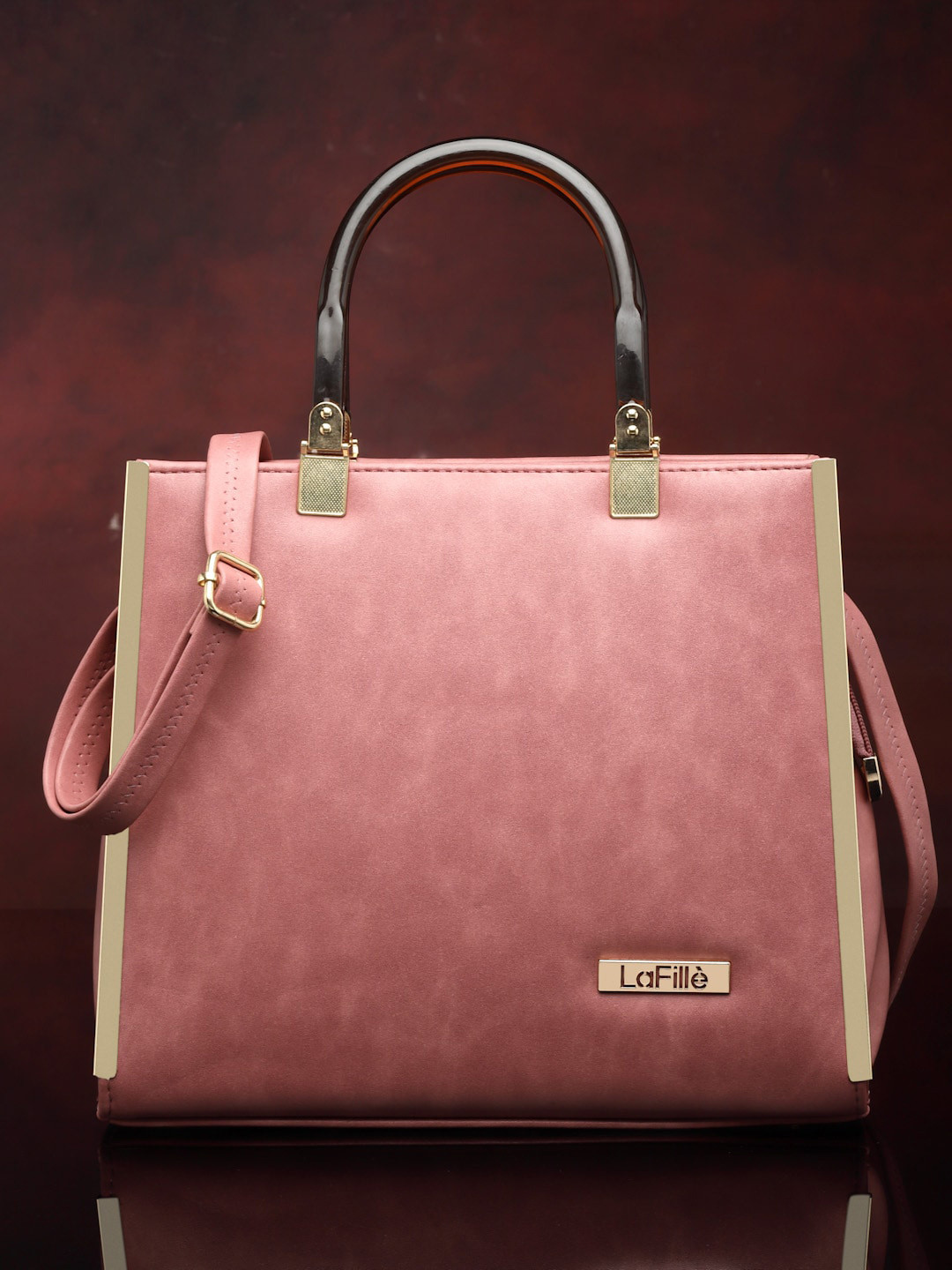 

LaFille Textured PU Structured Handheld Bag, Peach