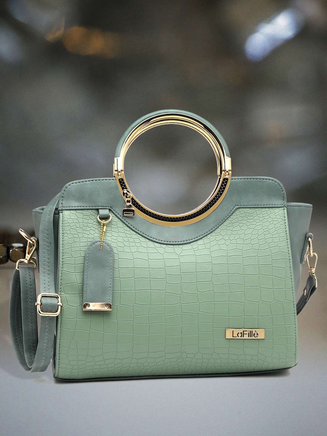 

LaFille Animal Textured PU Structured Handheld Bag, Green