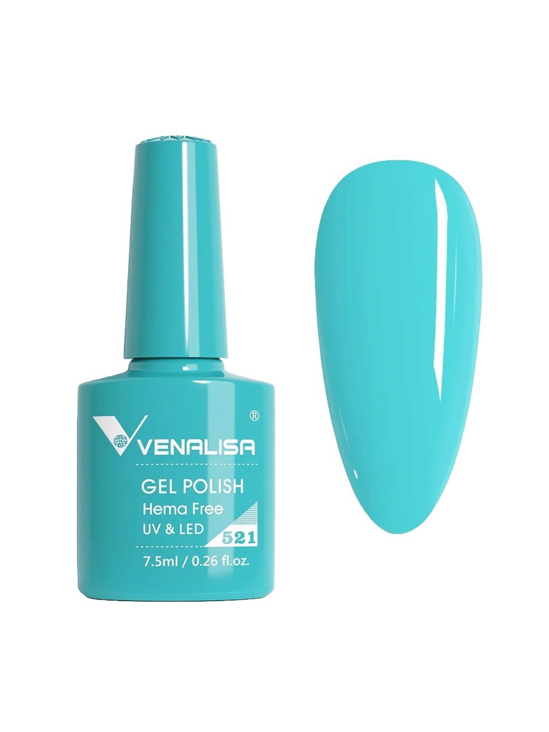 

VENALISA Upgraded Formula Hema Free UV & LED Gel Nail Polish 7.5ml - Shade 521, Turquoise blue