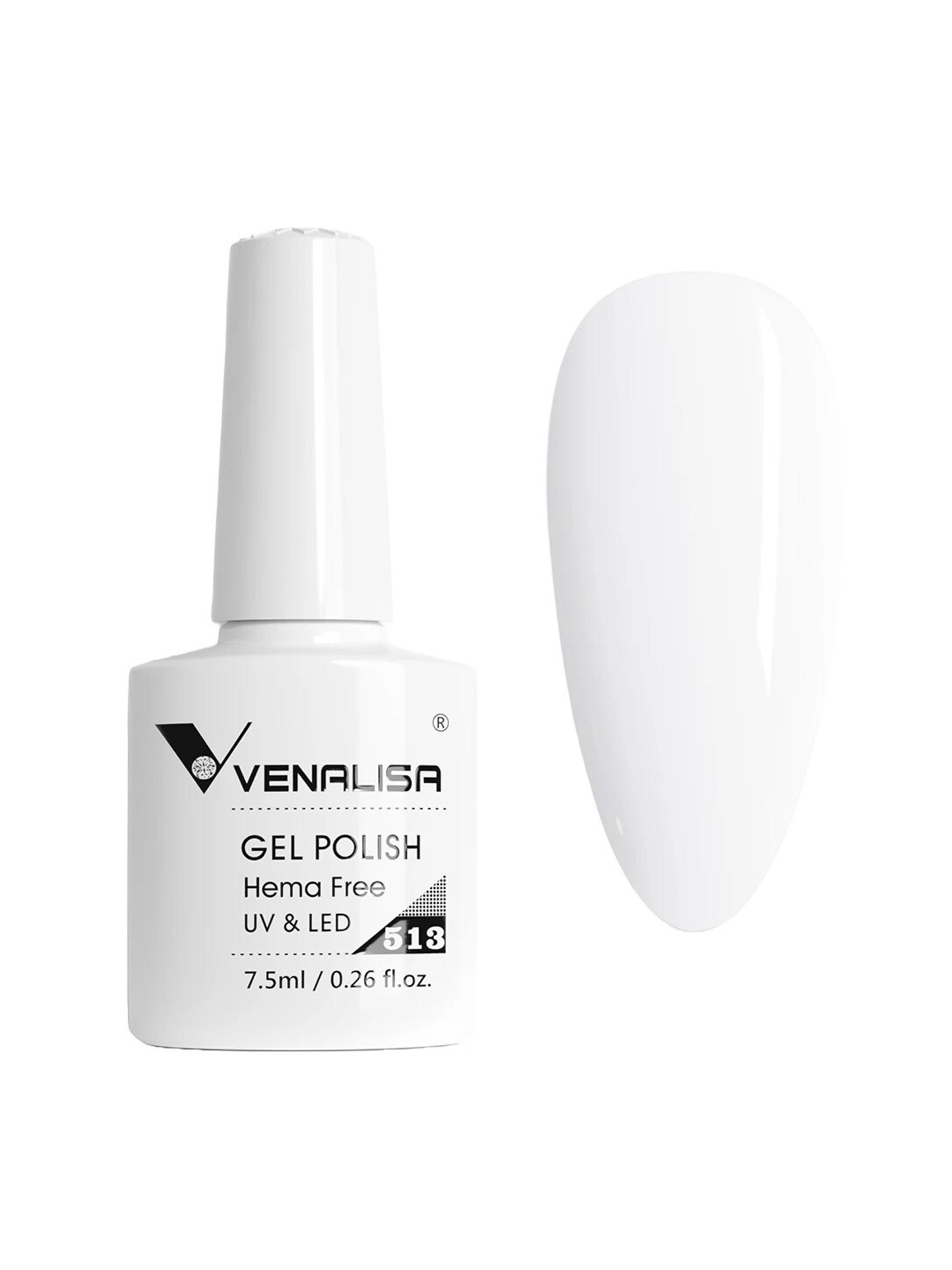 

VENALISA Upgraded Formula Hema Free UV & LED Gel Nail Polish 7.5ml - Shade 513, White