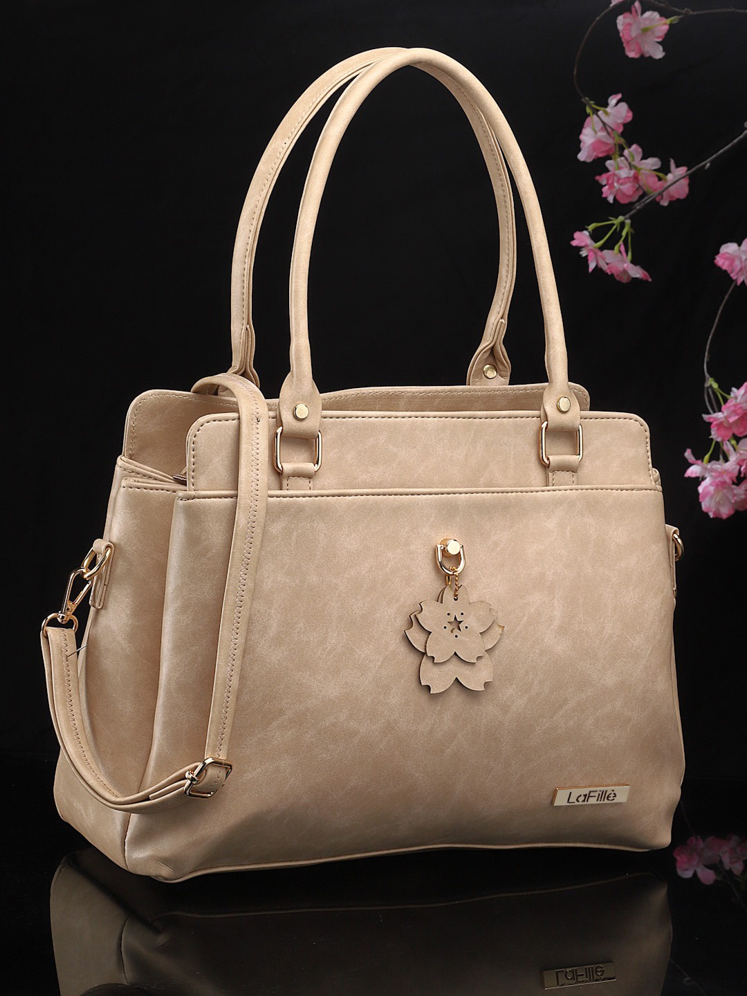 

LaFille Structured Handheld Bag, Cream