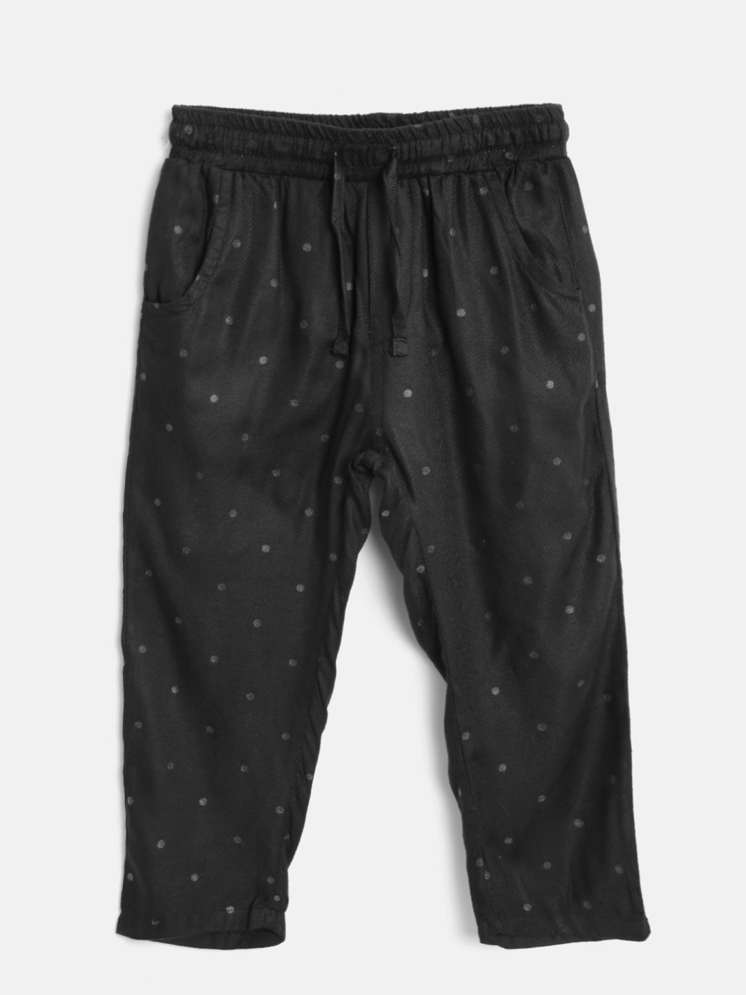 

Gini and Jony Girls Black Regular Fit Printed Trousers