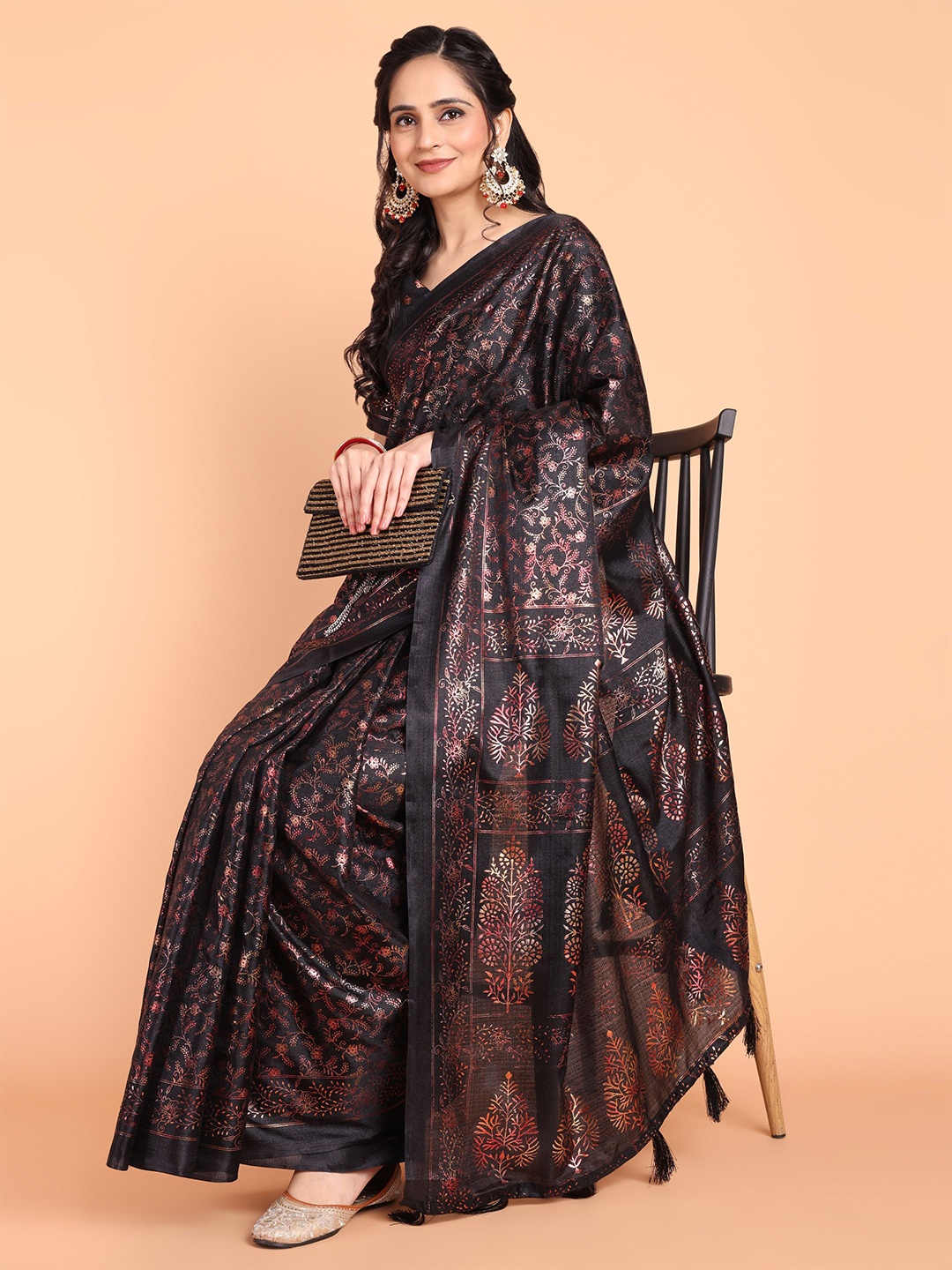 

MAGMINA Ethnic Motifs Banarasi Saree, Black