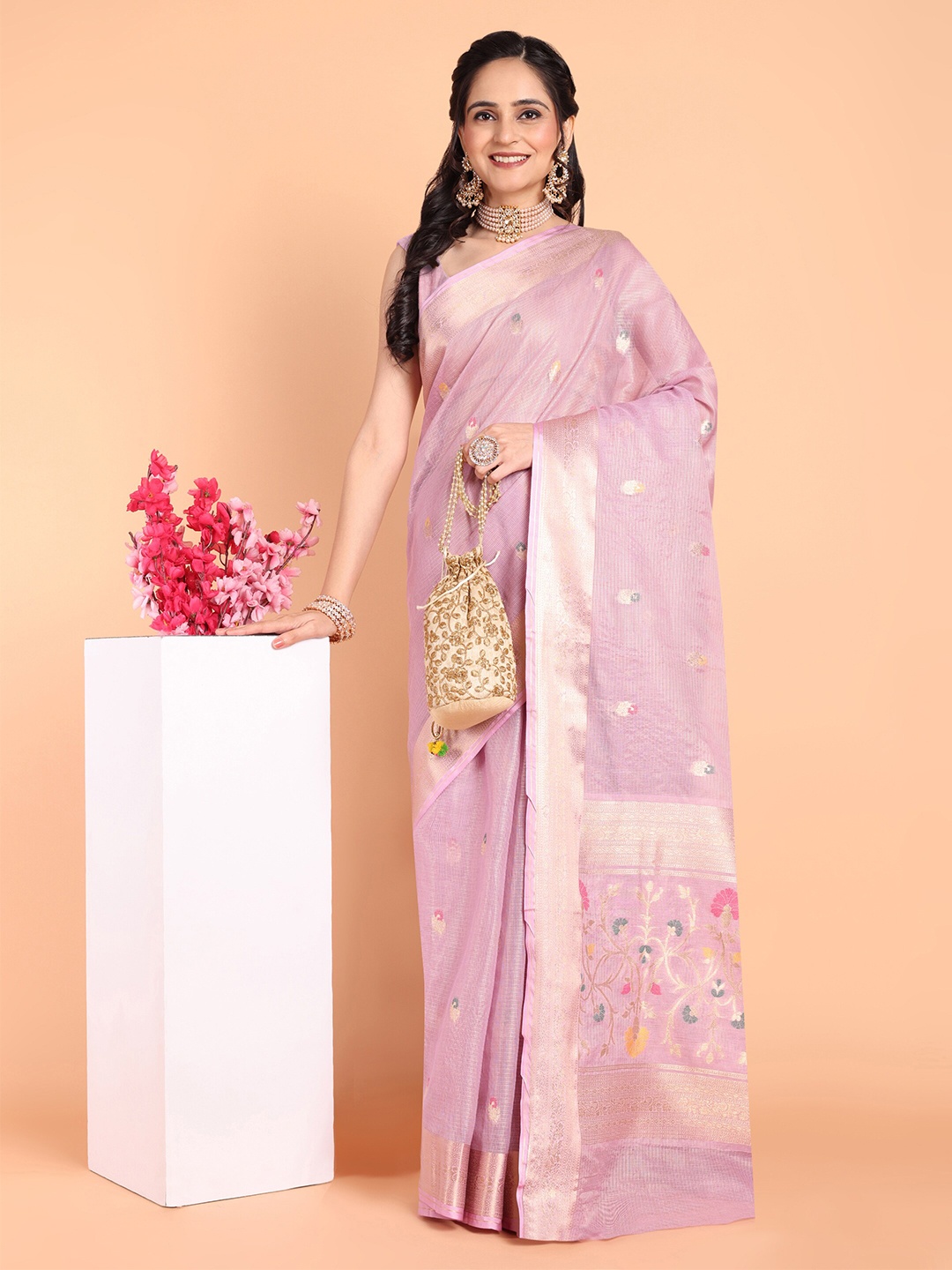 

MAGMINA Woven Design Zari Banarasi Saree, Purple