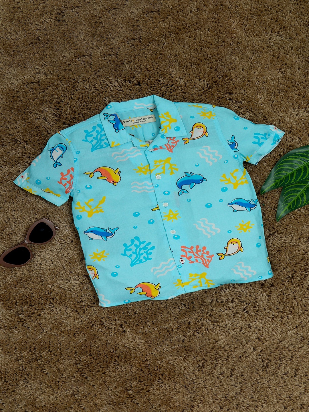 

The Lion and The Fish Boys Comfort Relaxed Fit Conversational Printed Casual Shirt, Blue