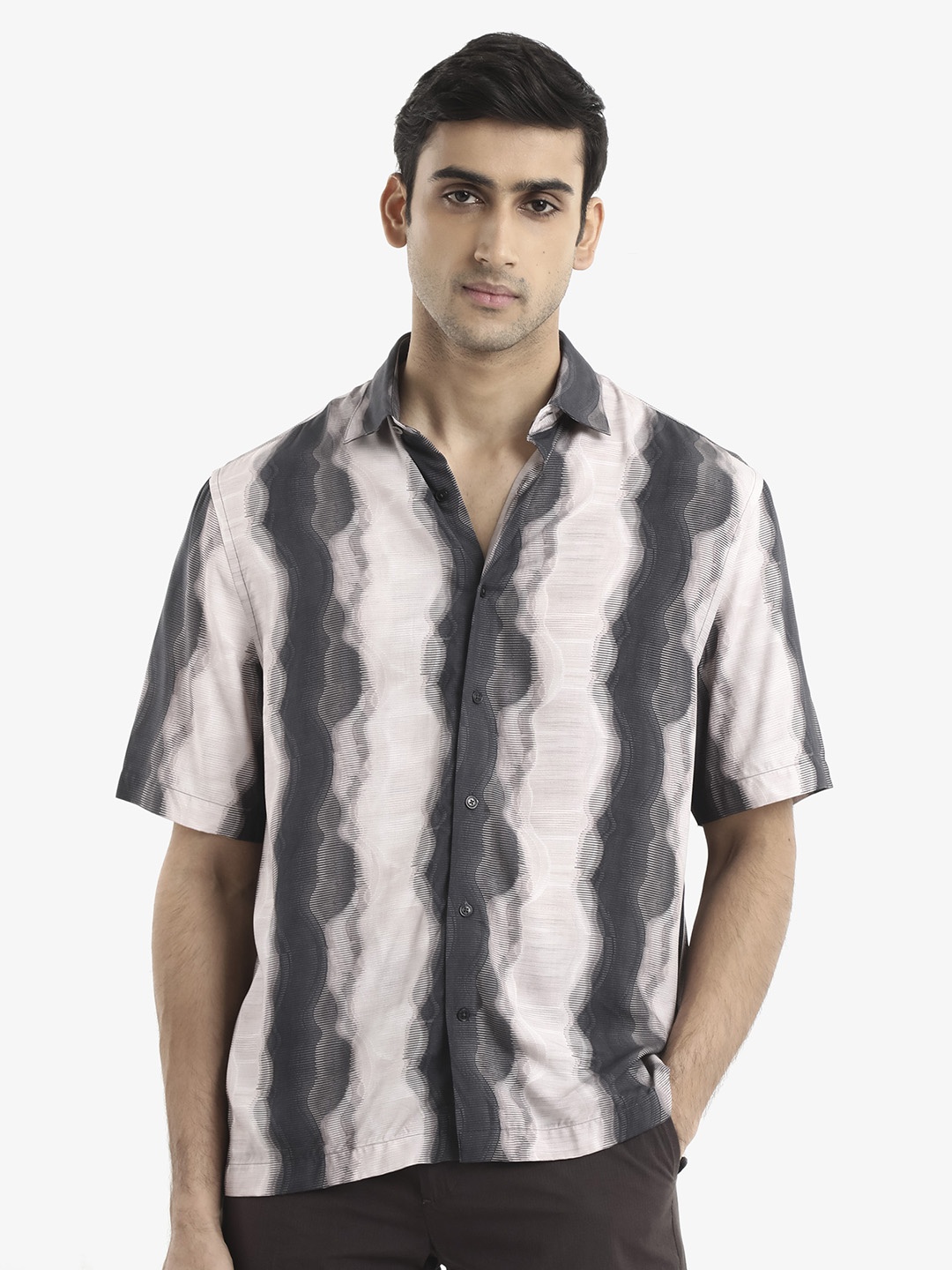 

RARE RABBIT Men Covel Regular Fit Opaque Printed Shirt, Black