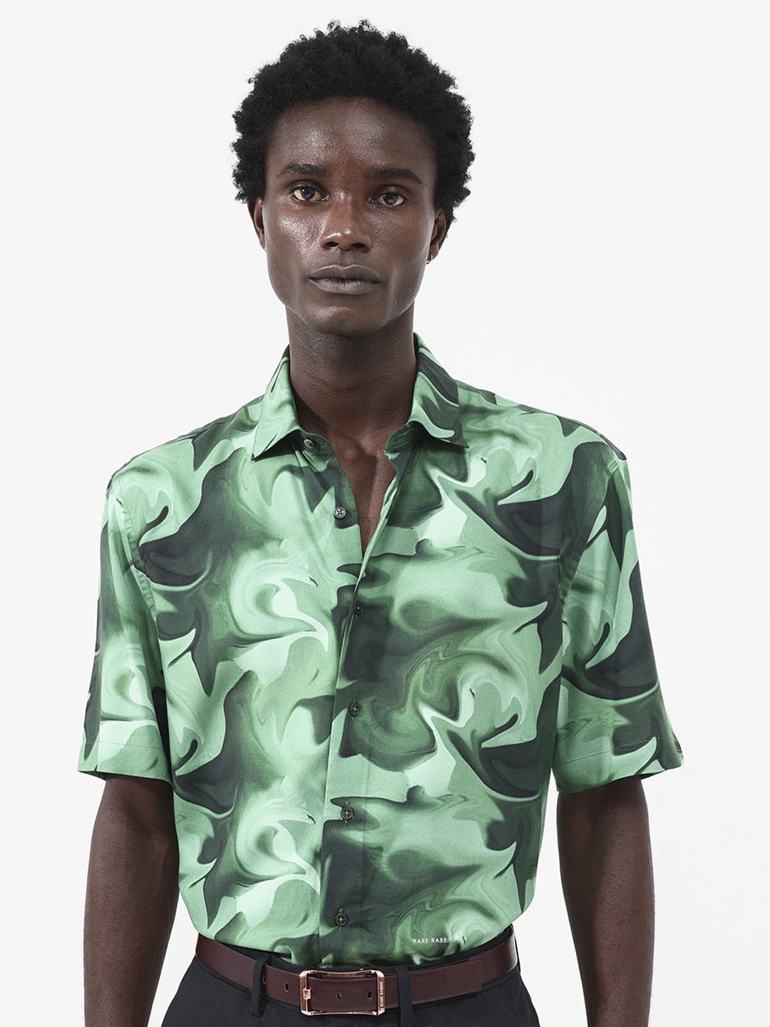 

RARE RABBIT Men Propus Boxy Abstract Printed Shirt, Green