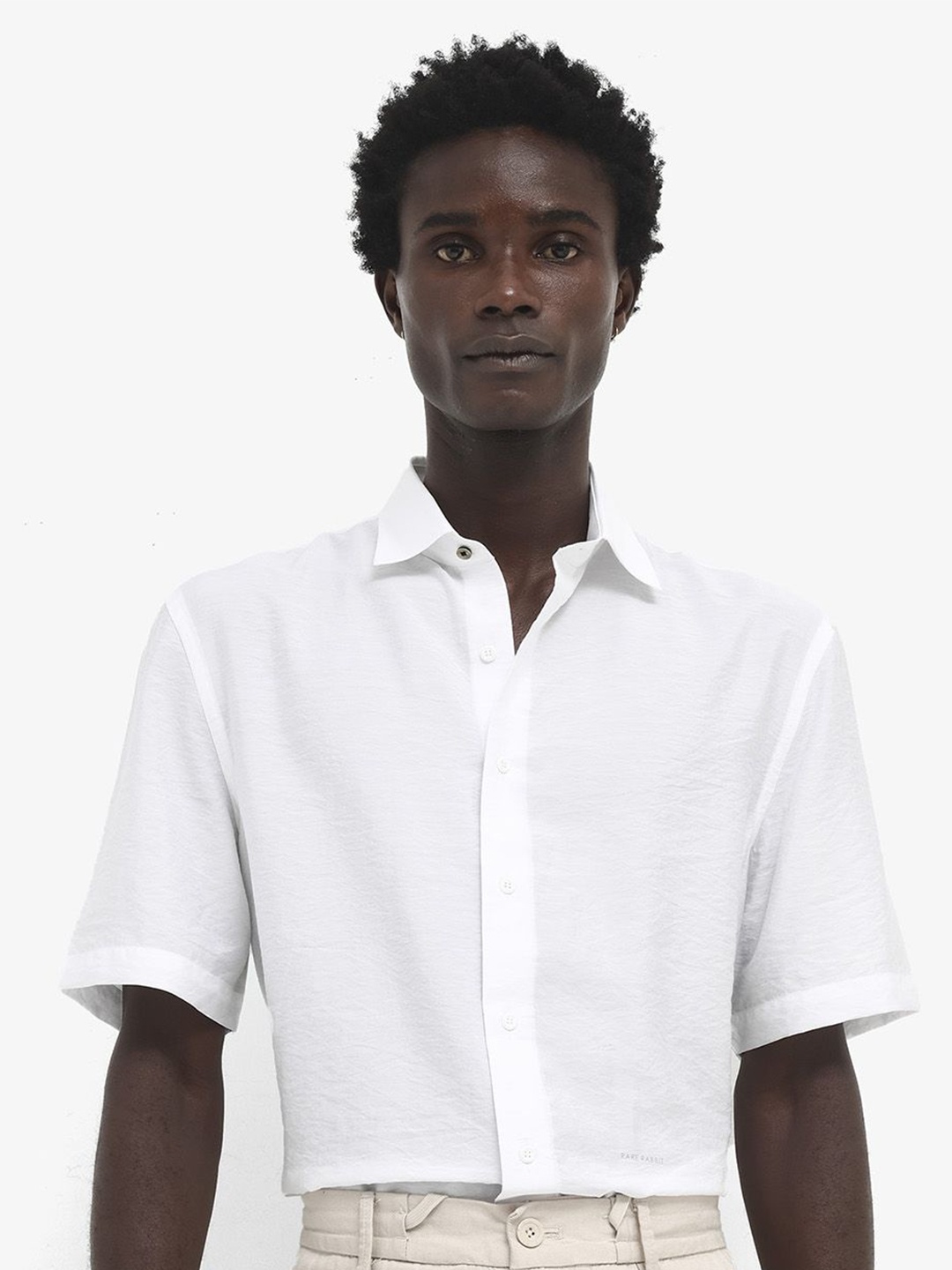 

RARE RABBIT Comfort Slim Fit Spread Collar Cotton Casual Shirt, White