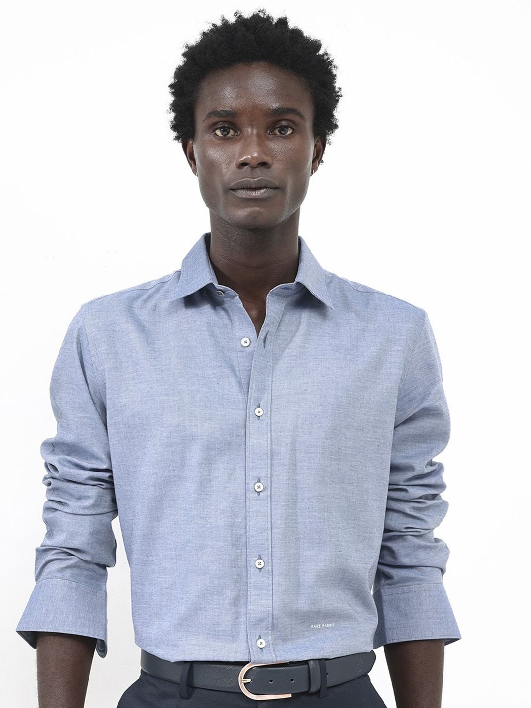 

RARE RABBIT Men Chapelle Regular Fit Spread Collar Slim Fit Shirt, Blue