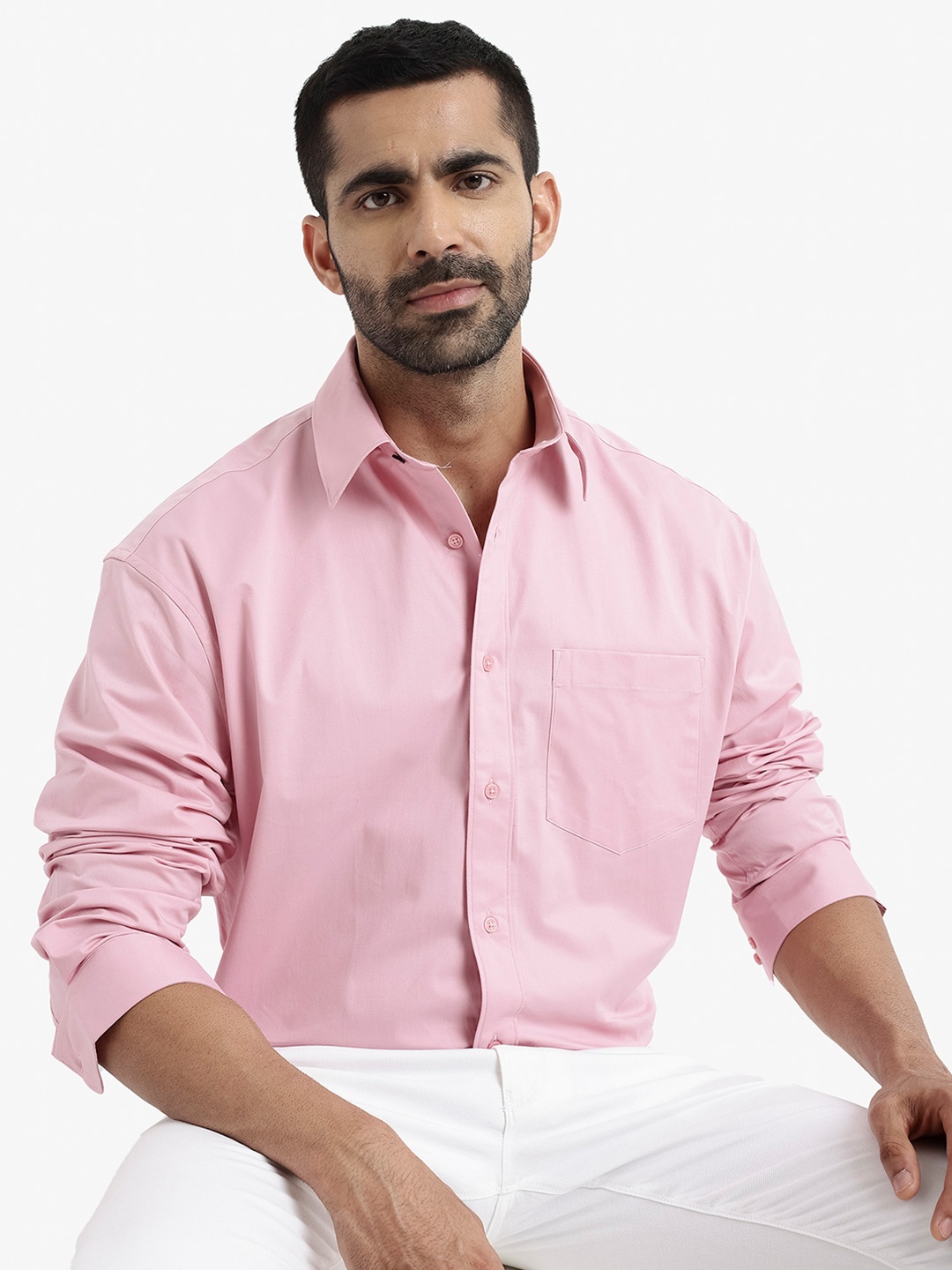 

RARE RABBIT Men Crofty Regular Fit Spread Collar Shirt, Pink