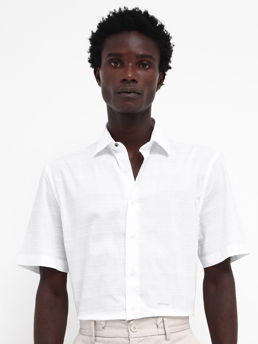 

RARE RABBIT Men Pesca Boxy Checked Shirt, White