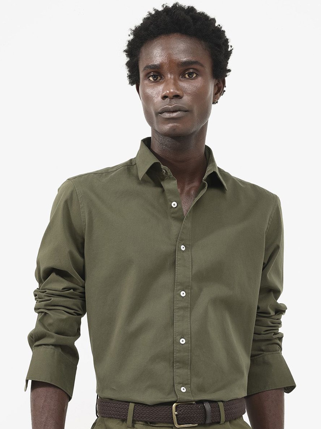 

RARE RABBIT Men Arlet Regular Fit Spread Collar Shirt, Olive