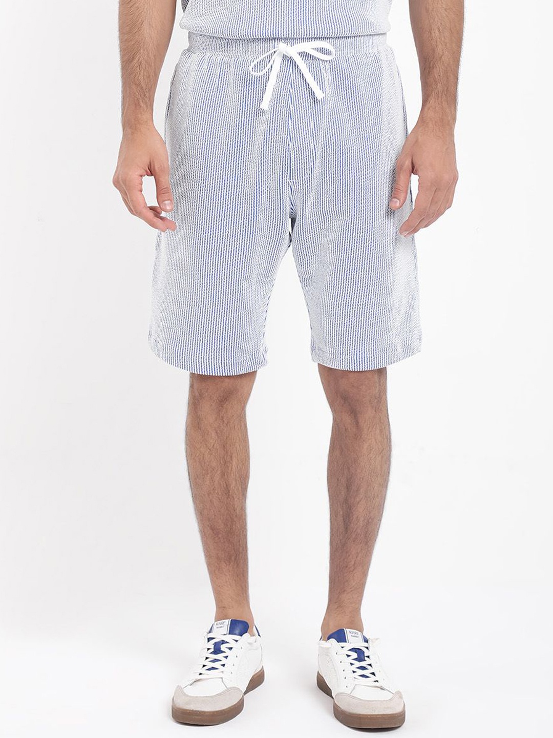 

RARE RABBIT Men Zavet-B Regular Fit Striped Shorts, Blue