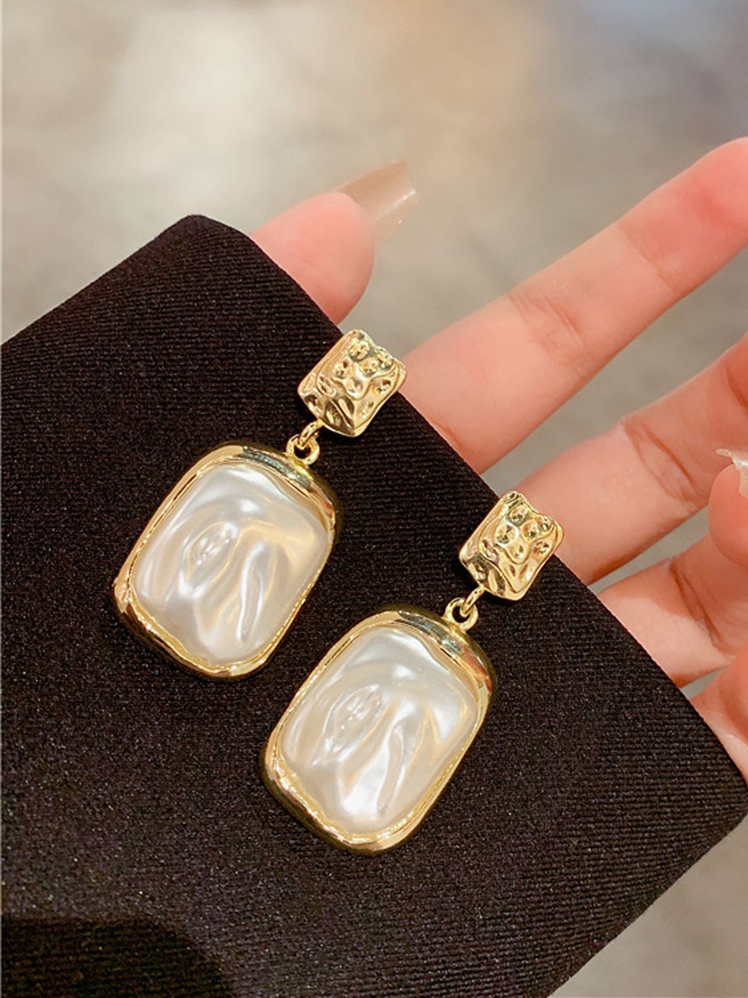 

FIMBUL Square Drop Earrings, White