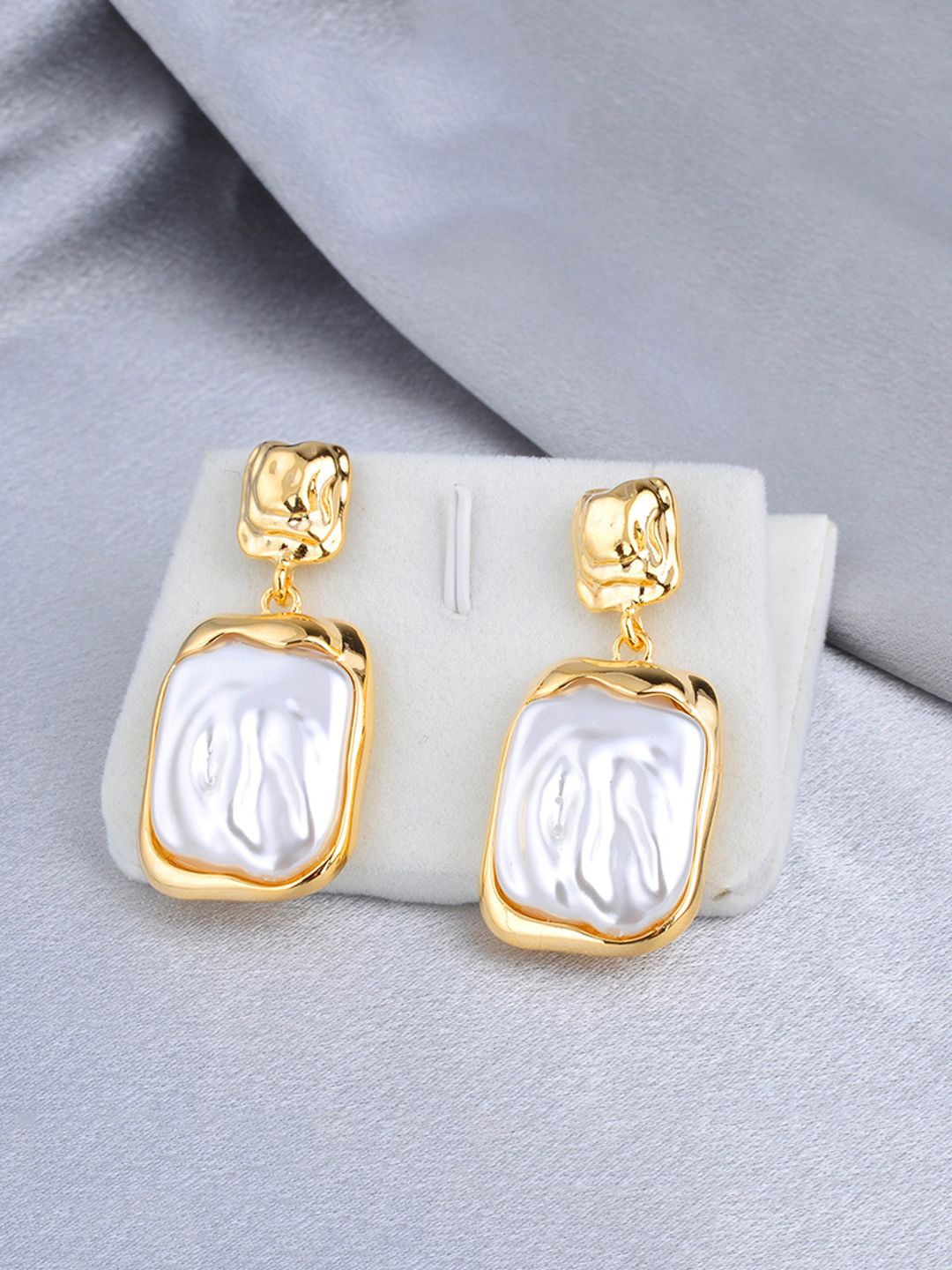 

FIMBUL Square Drop Earrings, White