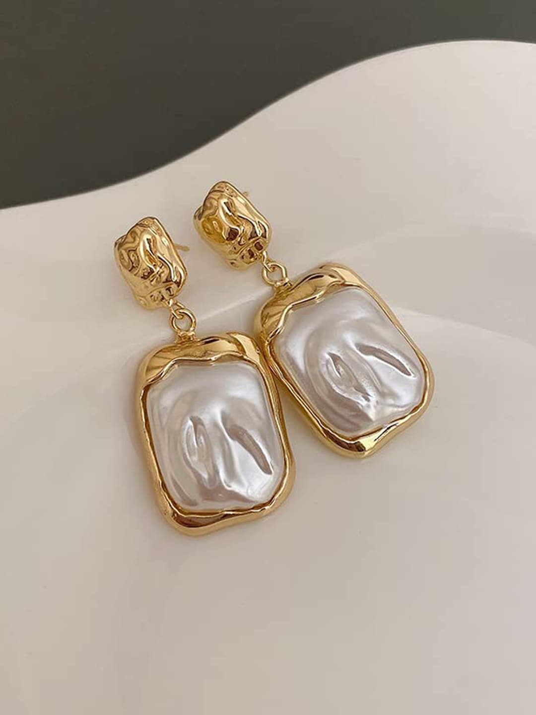 

FIMBUL Square Drop Earrings, White