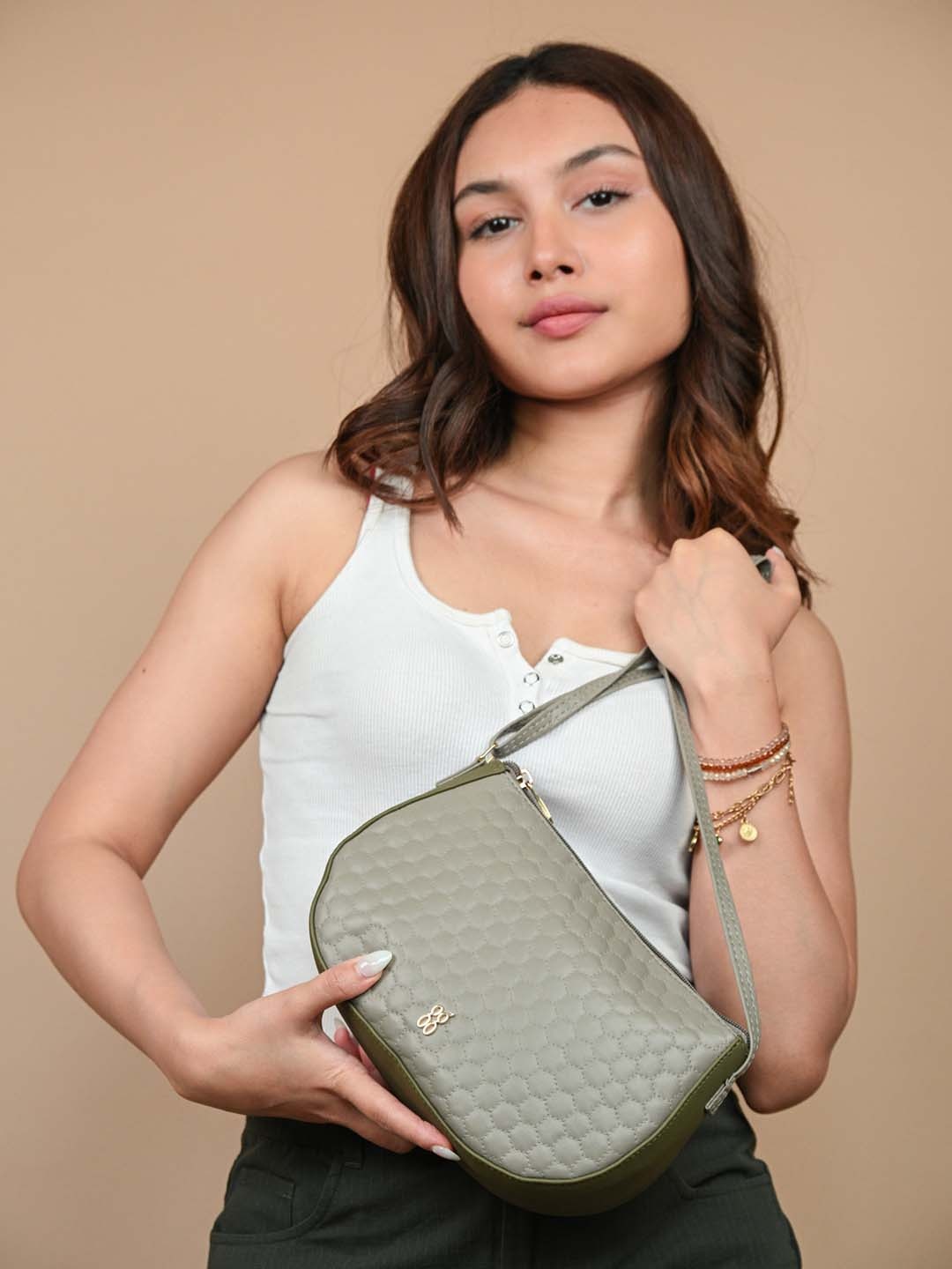 

Baggit Textured Structured Sling Bag, Grey