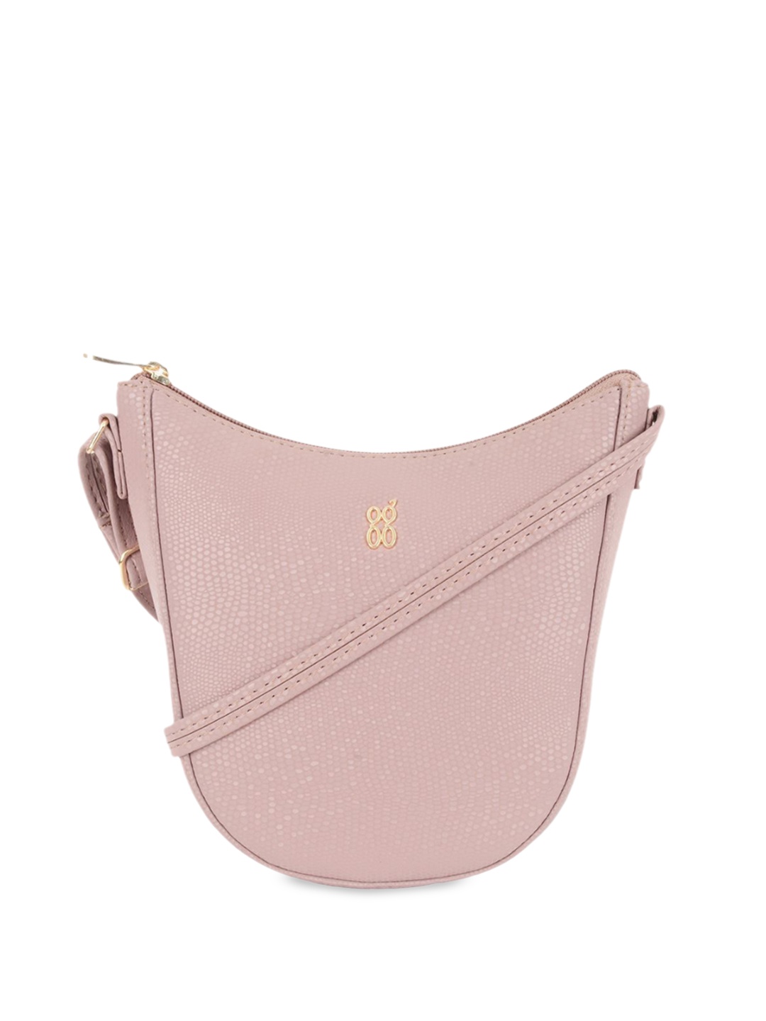 

Baggit Textured Half Moon Sling Bag, Pink