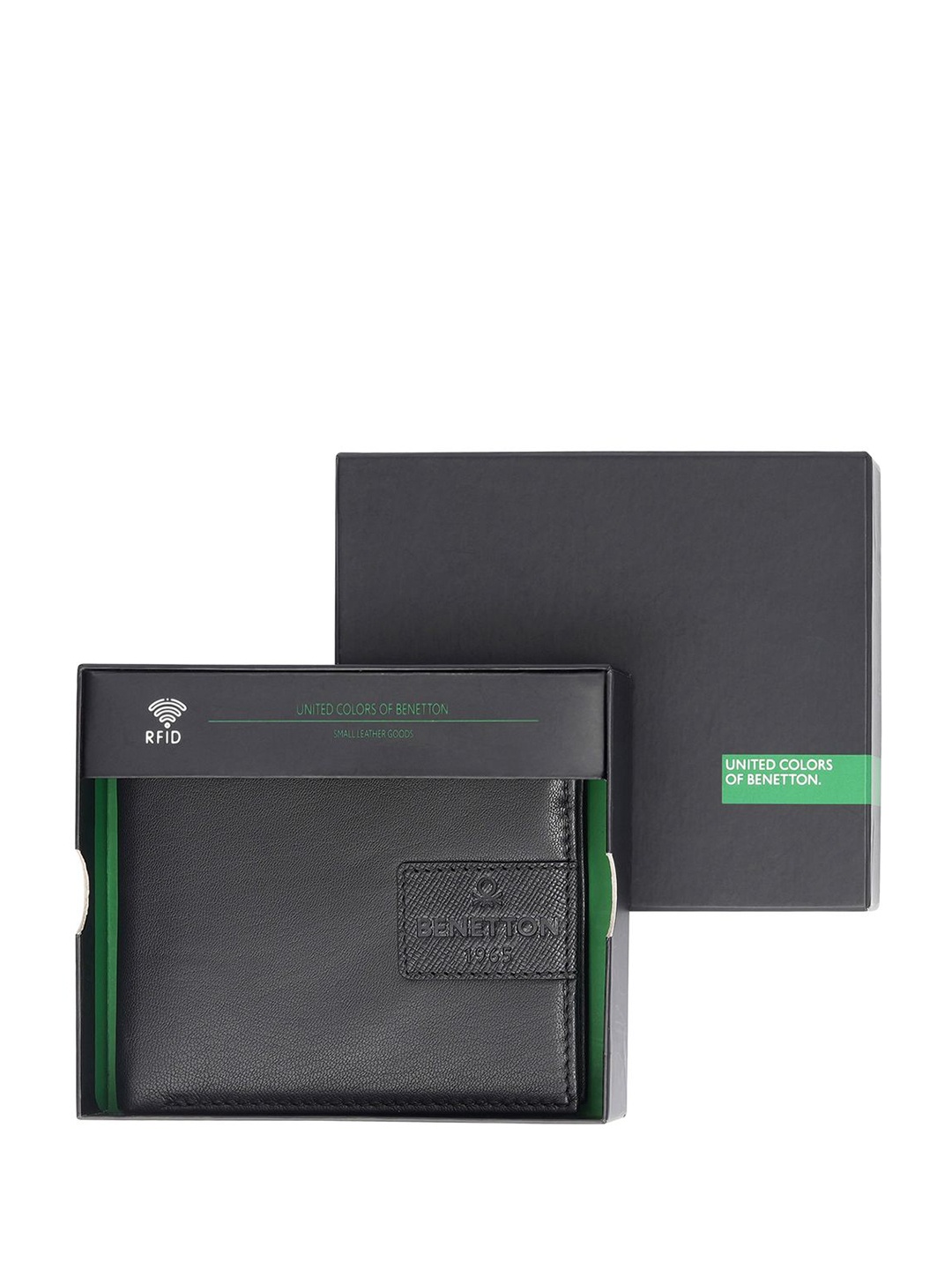 

United Colors of Benetton Men Leather Two Fold Wallet, Black