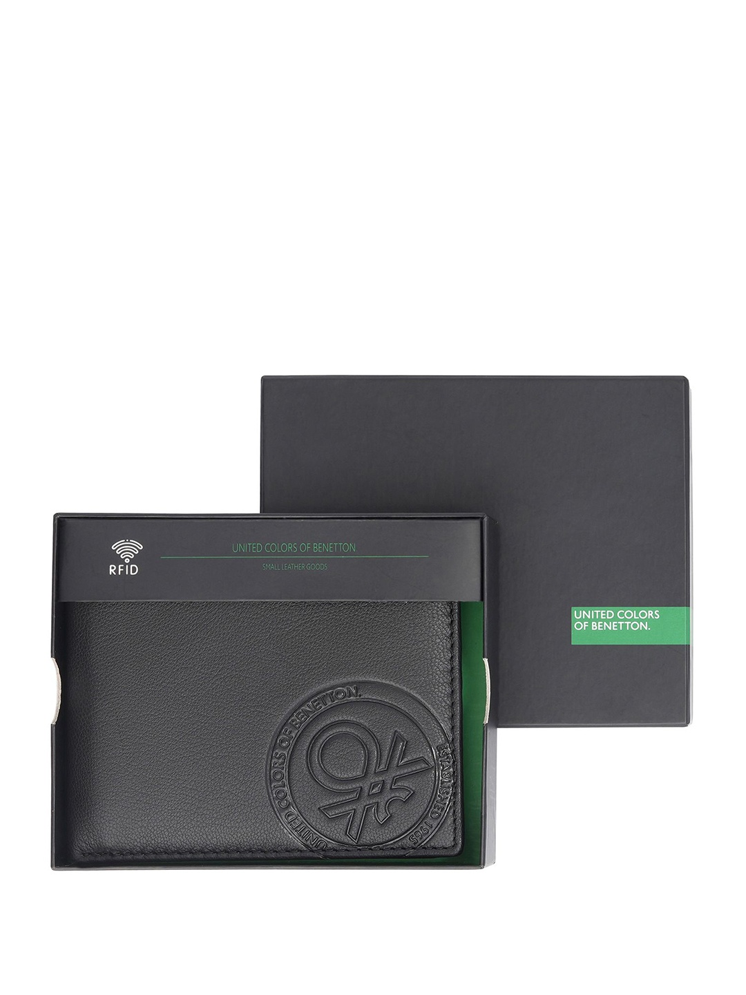 

United Colors of Benetton Men Leather Two Fold Wallet, Black