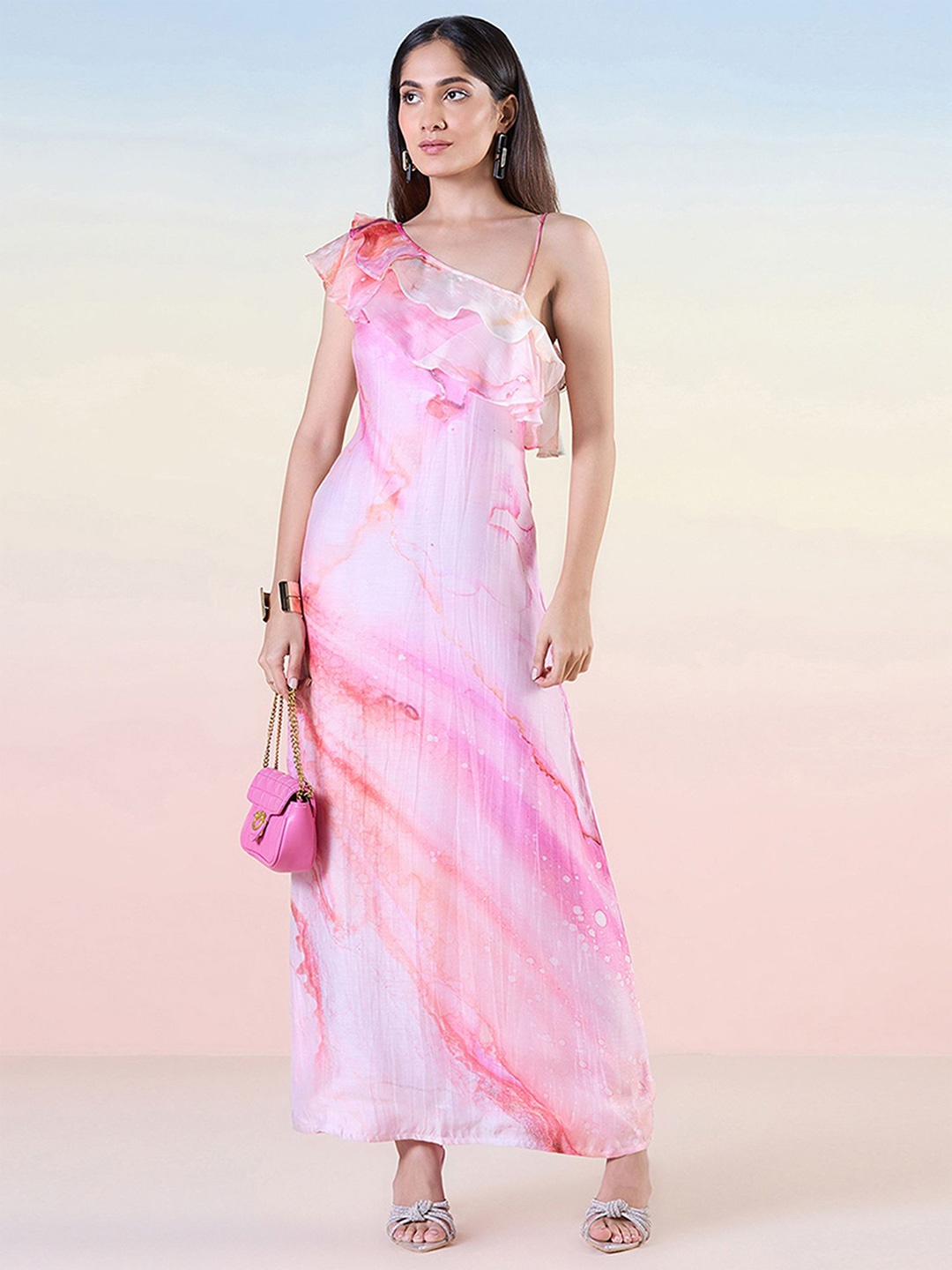 

navyasa by liva Tie and Dye Dyed Liva Maxi Dress, Pink