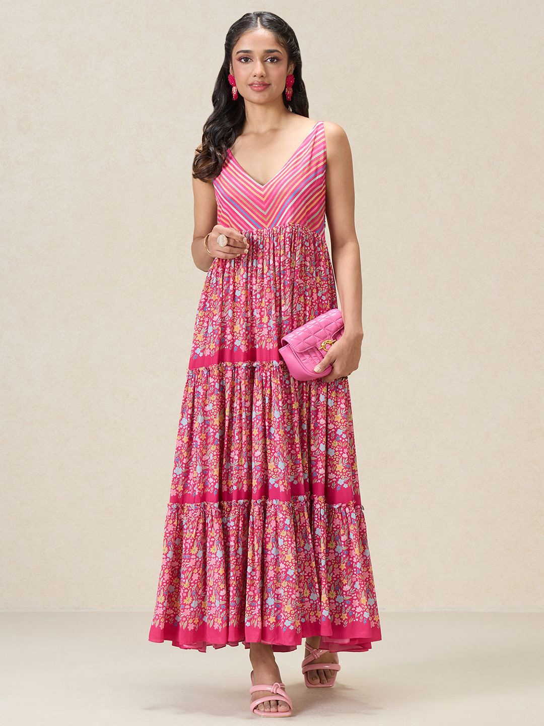 

navyasa by liva Floral Print Liva Maxi Dress, Pink