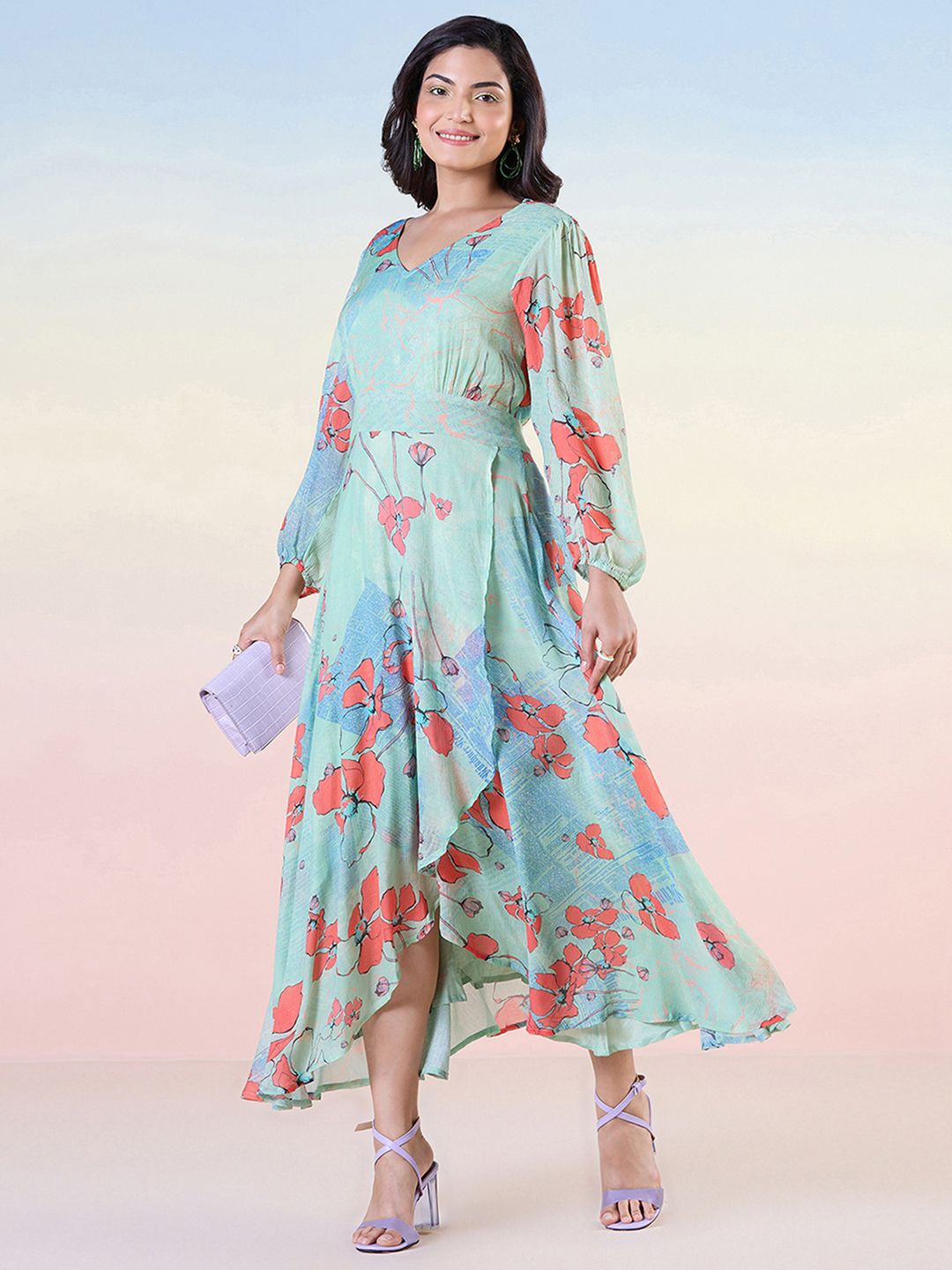 

navyasa by liva Floral Print Liva Maxi Dress, Blue