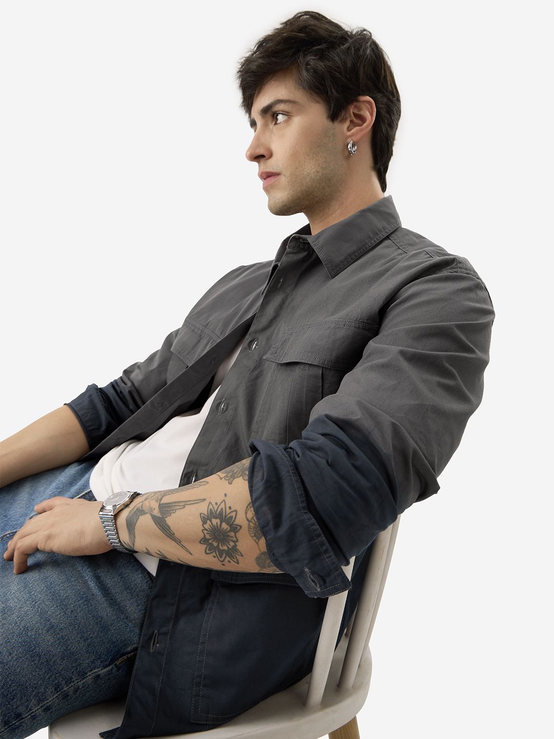 

The Souled Store Spread Collar Casual Shirt, Grey