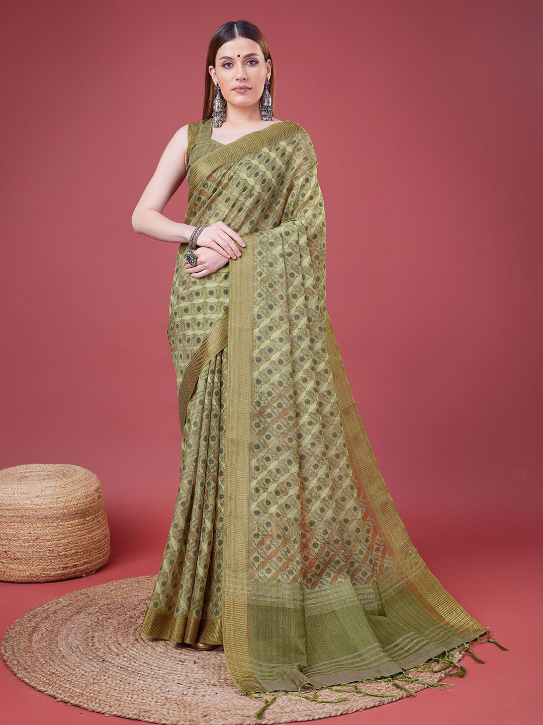 

Ishin Zari Banarasi Saree, Green
