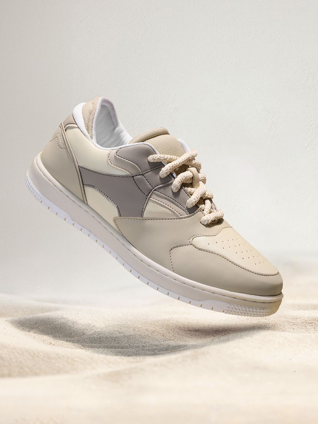 

The Souled Store Men Colourblocked Suede Sneakers, Beige