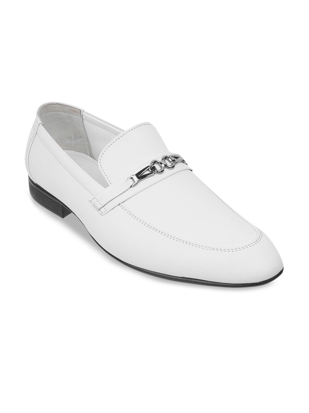 

Metro Men Round Toe Leather Loafers, White