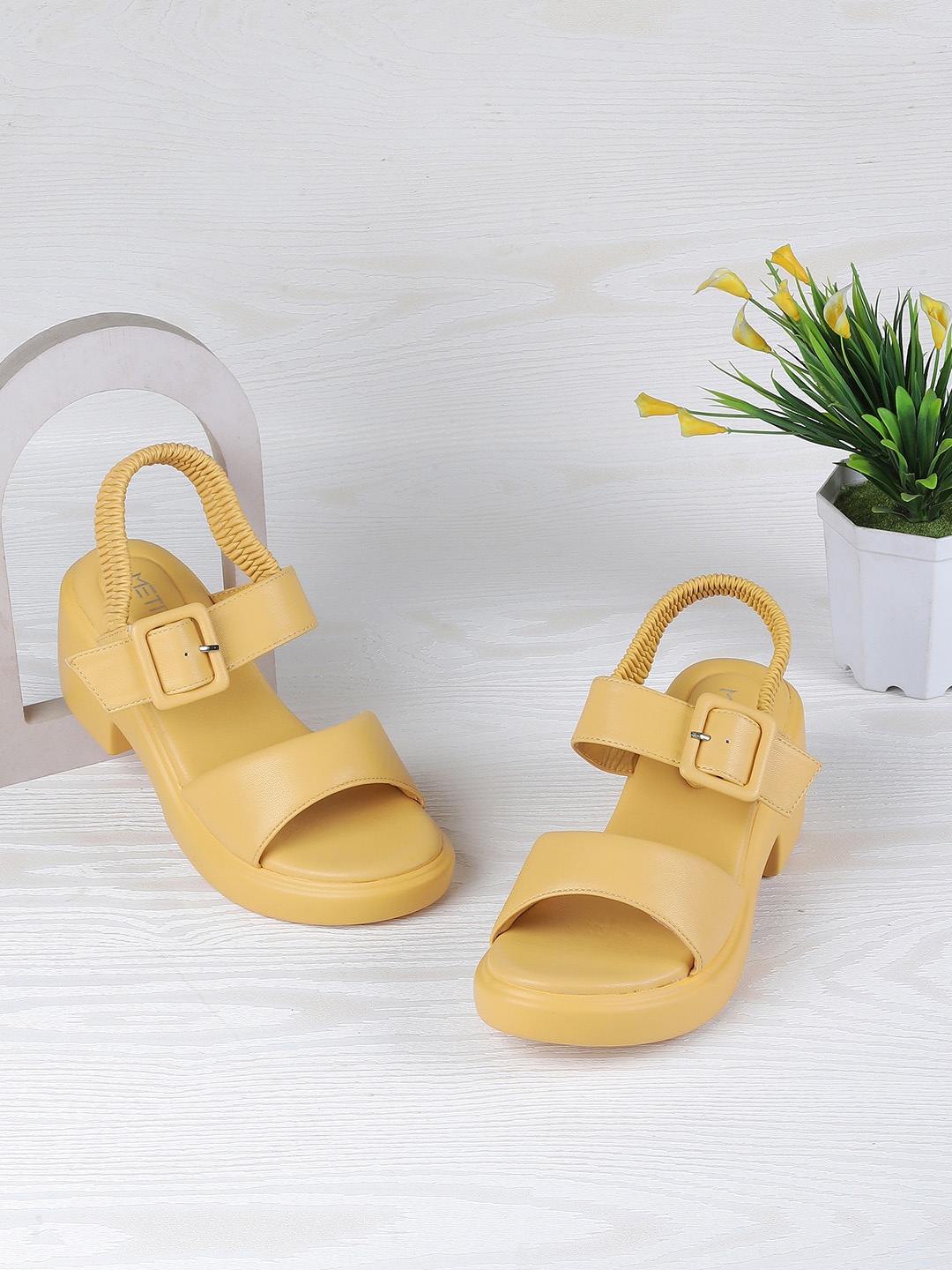

Metro Open Toe Platform Heels, Yellow