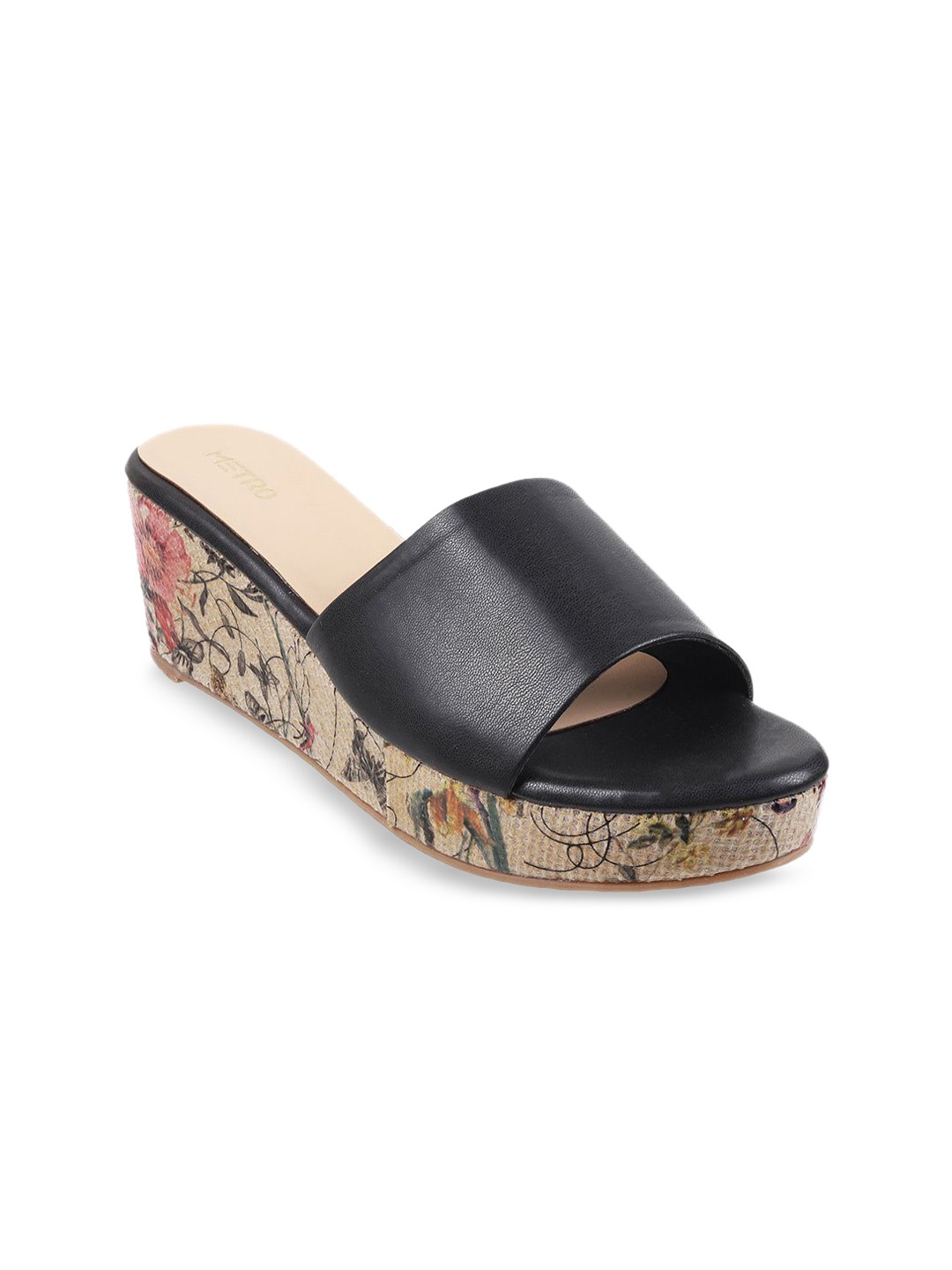 

Metro Open Toe Wedge Heels, Black