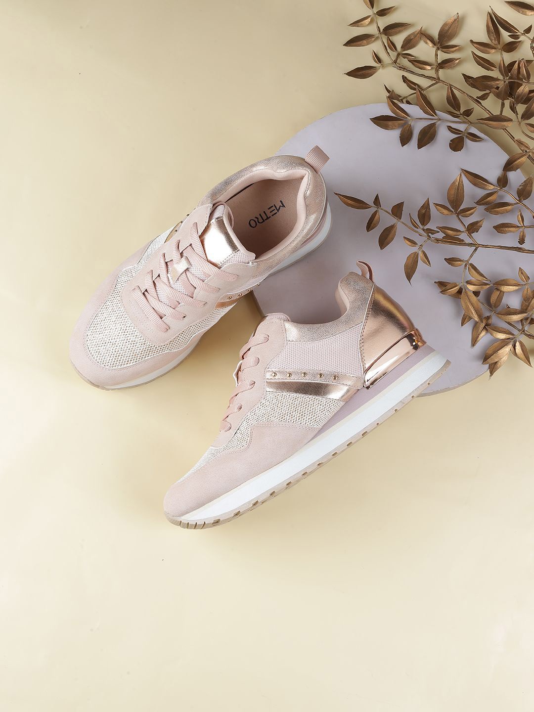 

Metro Women Round Toe Comfort Insole Sneakers, Beige