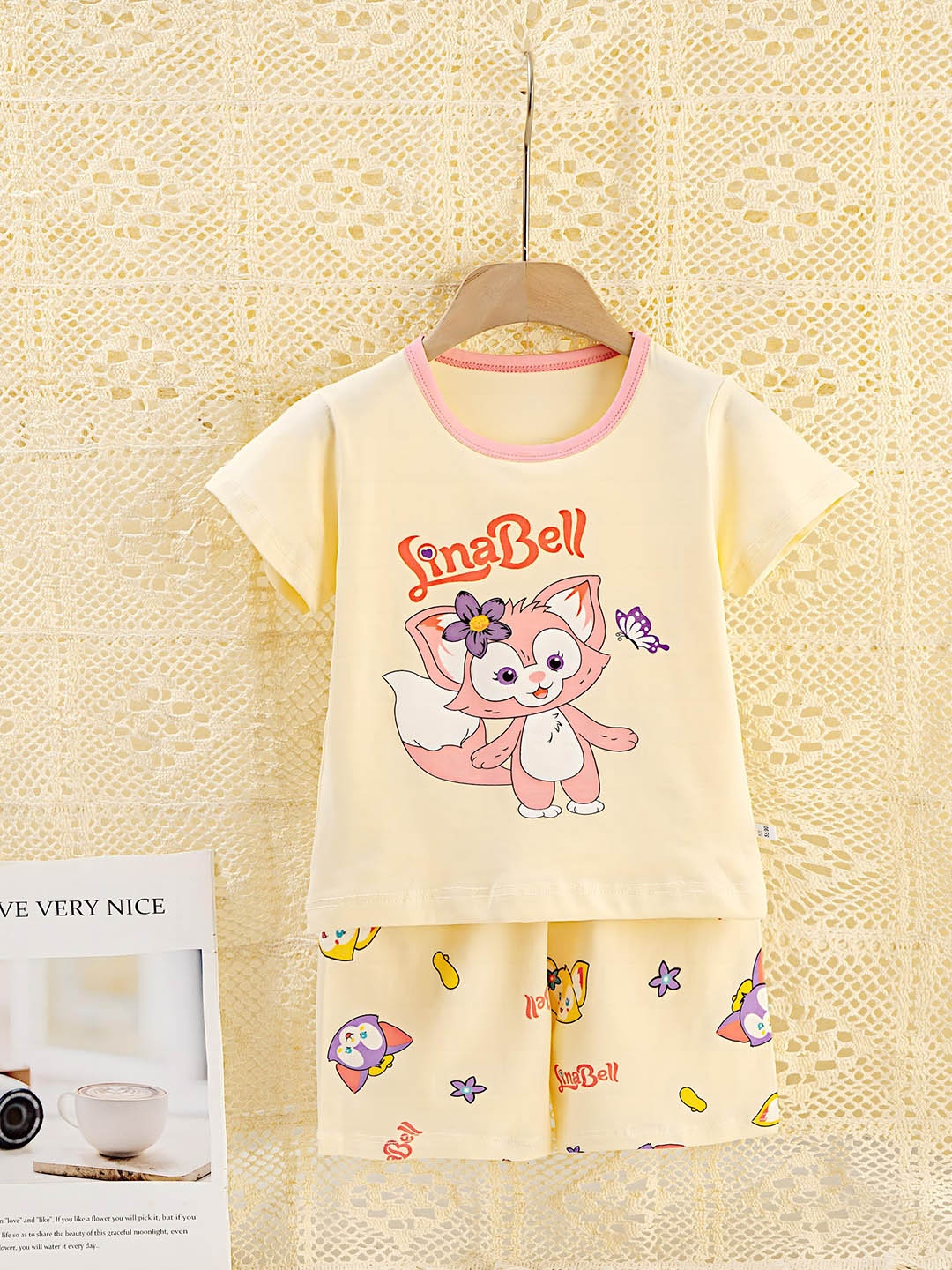 

BAESD Kids Printed Pure Cotton Night suit, Yellow