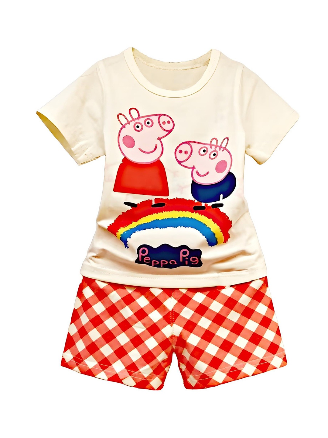 

BAESD Kids Peppa Pig Printed Pure Cotton Night suit, Red