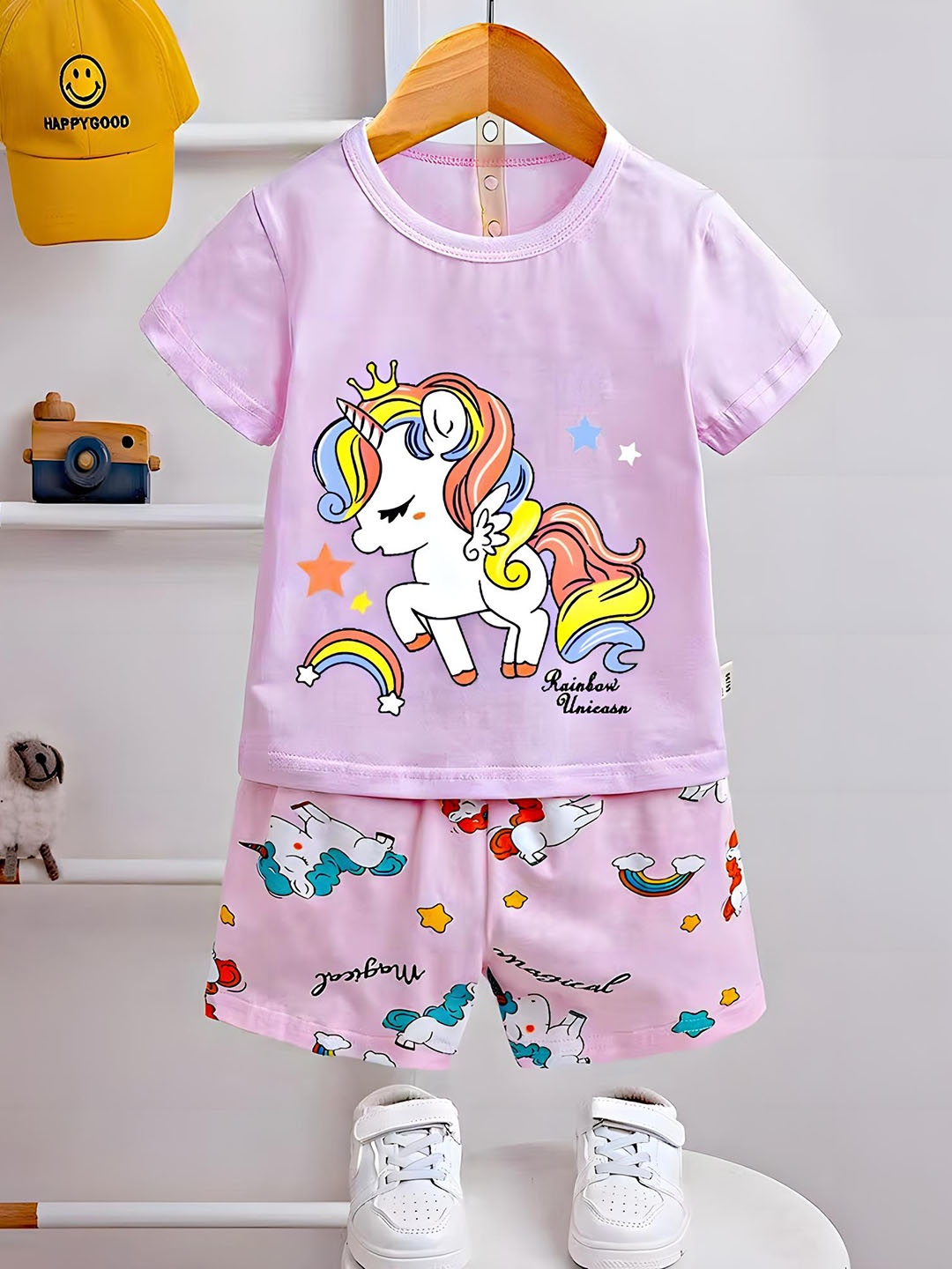 

BAESD Kids Unicorn Printed Pure Cotton Night suit, Purple