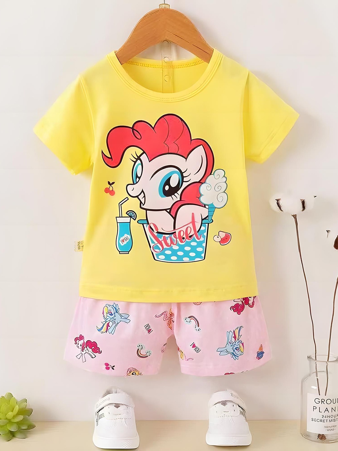 

BAESD Kids Printed Pure Cotton Night suit, Yellow