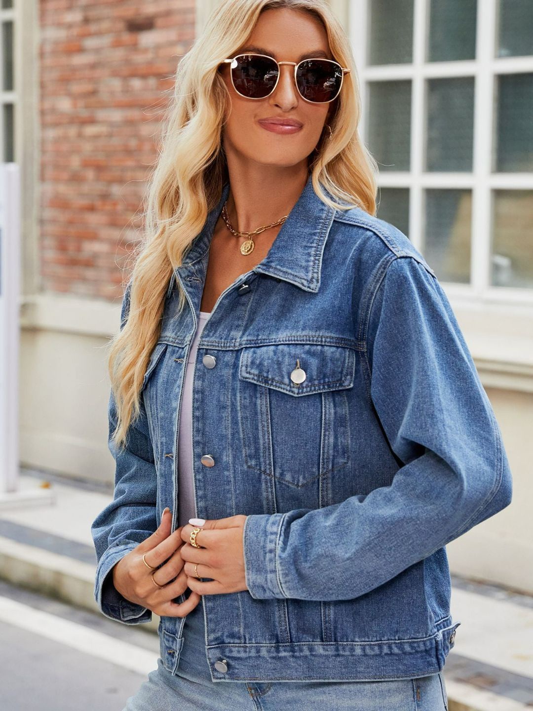 

4WRD by Dressberry Washed Denim Jacket, Blue