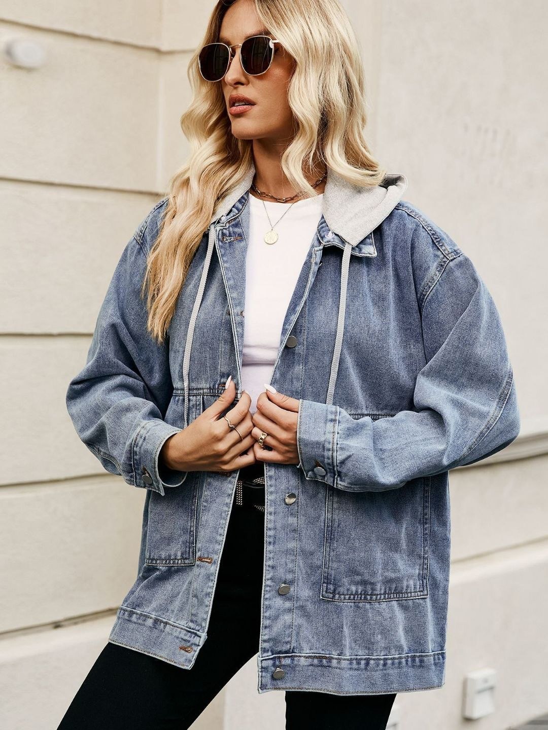 

4WRD by Dressberry Blue Hooded Denim Jacket