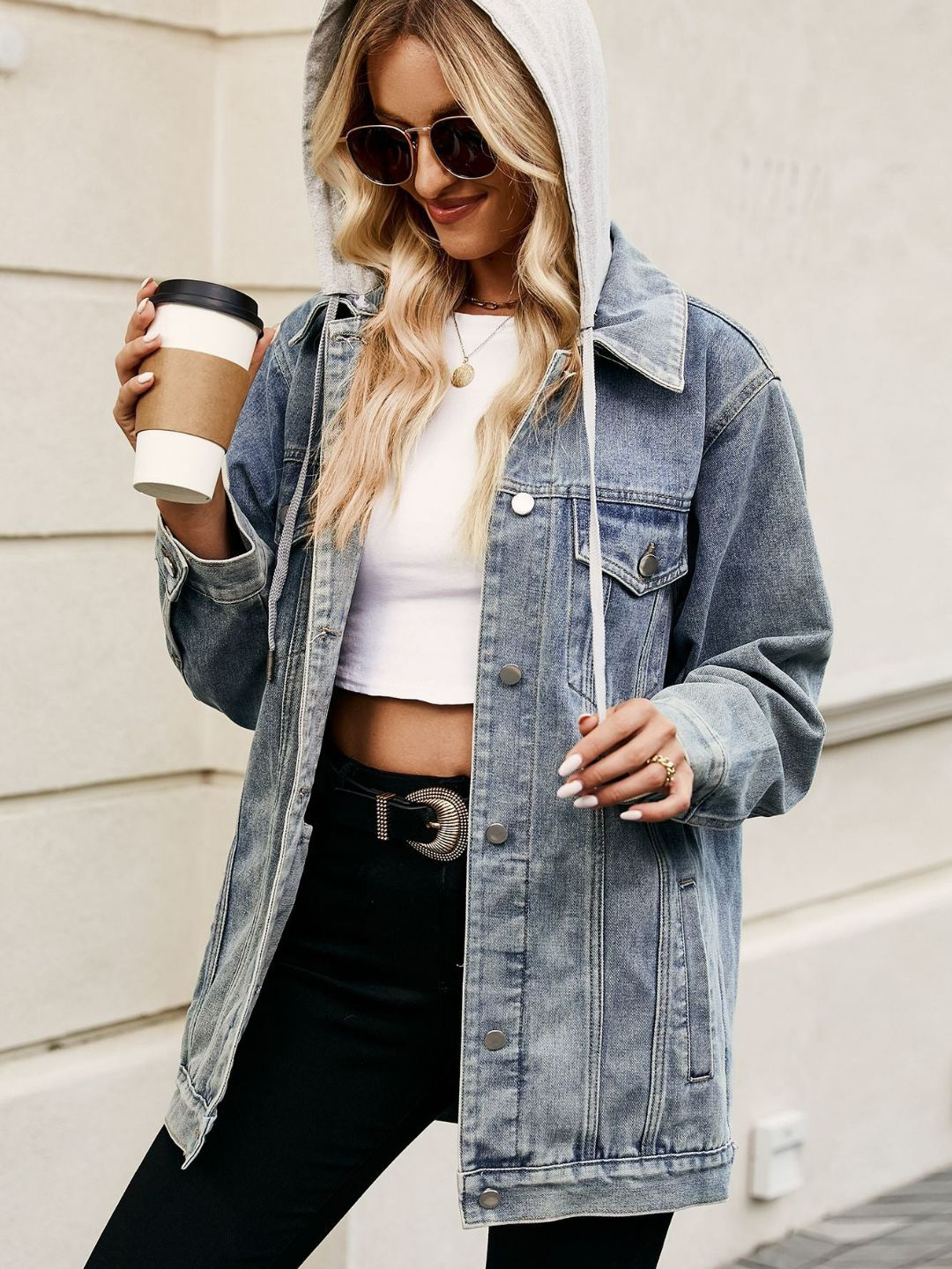 

4WRD by Dressberry Hooded Versatile Denim Jacket, Blue