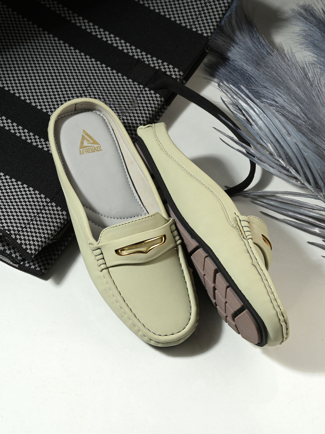 

AfroJack Textured Round Toe Mules, Sea green