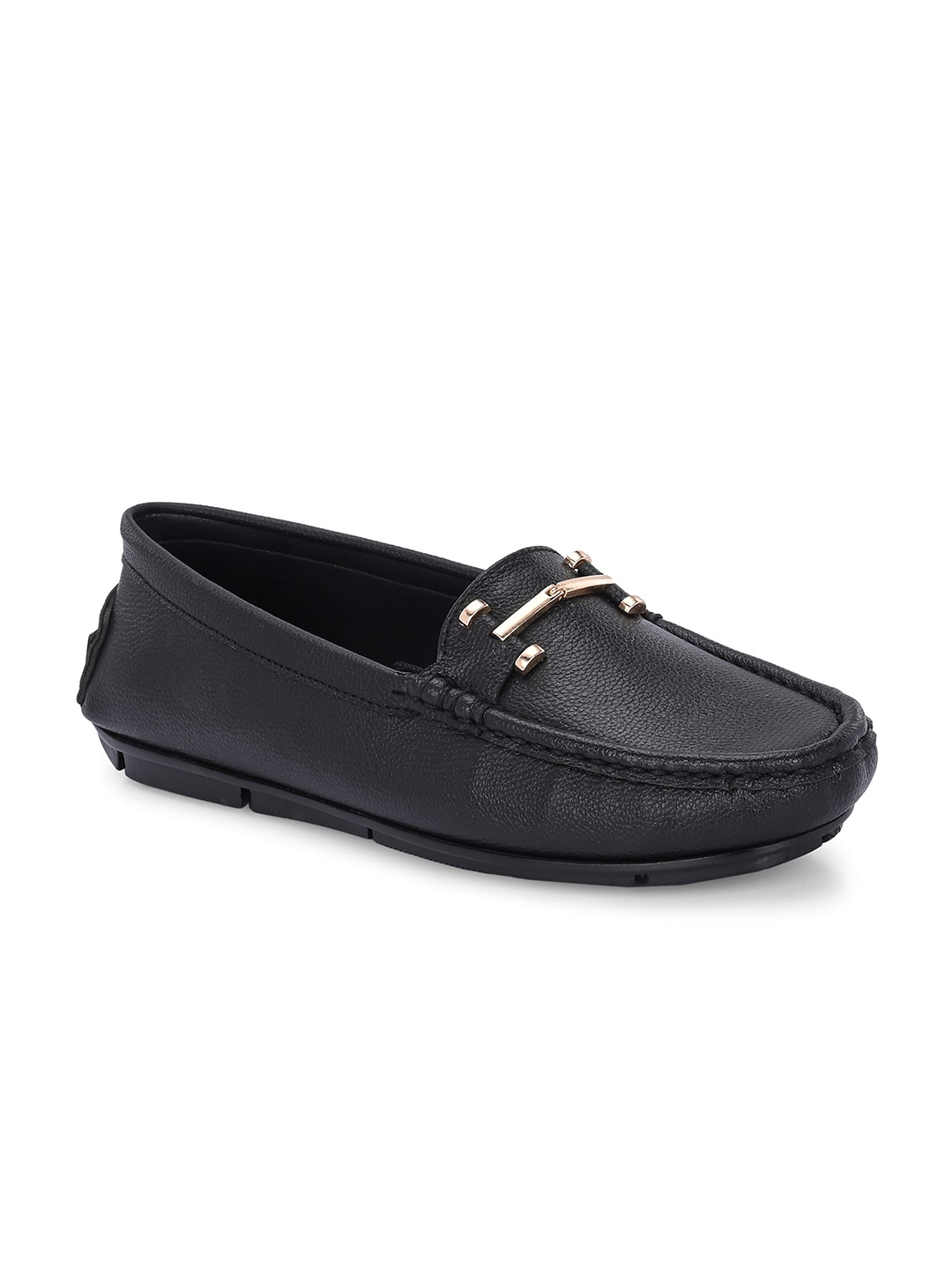 

AfroJack Women Textured Round Toe Comfort Insole Loafers, Black