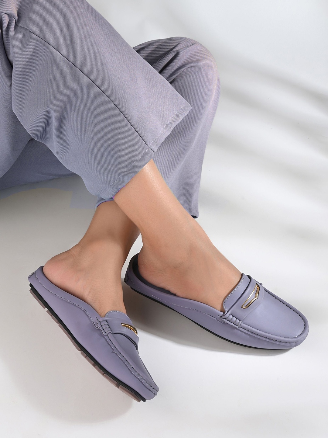 

AfroJack Round Toe Mules, Purple