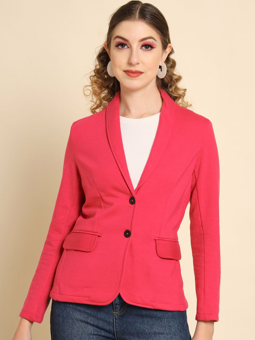 

TANDUL Single-Breasted Casual Blazer, Pink