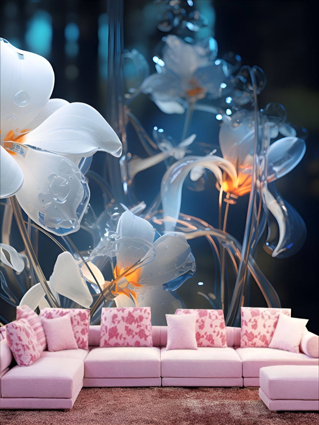 

KSHIRSA White & Blue 3D Floral Printed Self Adhesive Wall Sticker