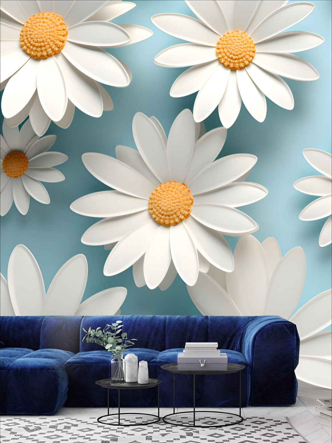 

KSHIRSA White & Orange Floral Printed Self-Adhesive Wall Sticker