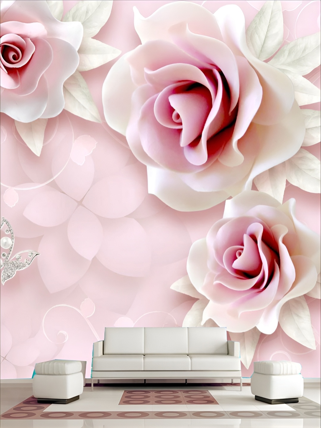 

KSHIRSA Rose 3D Printed Self Adhesive Wall Sticker