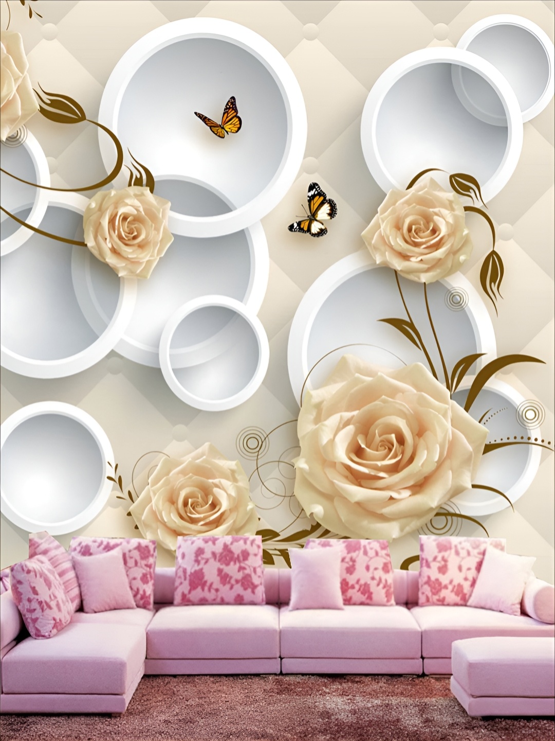 

KSHIRSA White & Beige Printed Self-Adhesive Wall Stickers