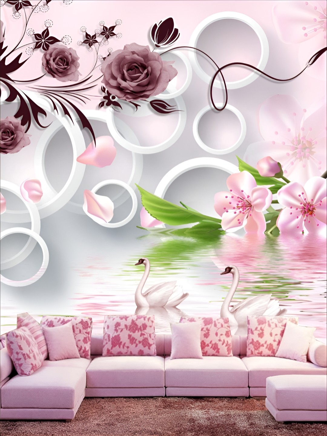 

KSHIRSA Pink Printed Self-Adhesive Wall Sticker